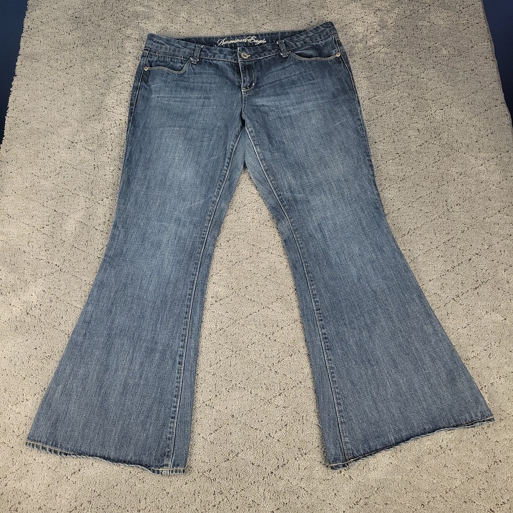 American Eagle Jeans Womens‎ 14 Blue Real Flare Bell Bottom Low Rise Hippie Boho
